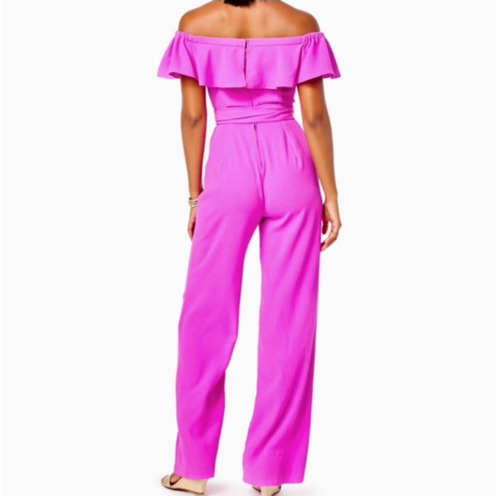 Lilly Pulitzer Jood off the shoulder jumpsuit fuchsia size 14 NEW - Picture 4 of 8